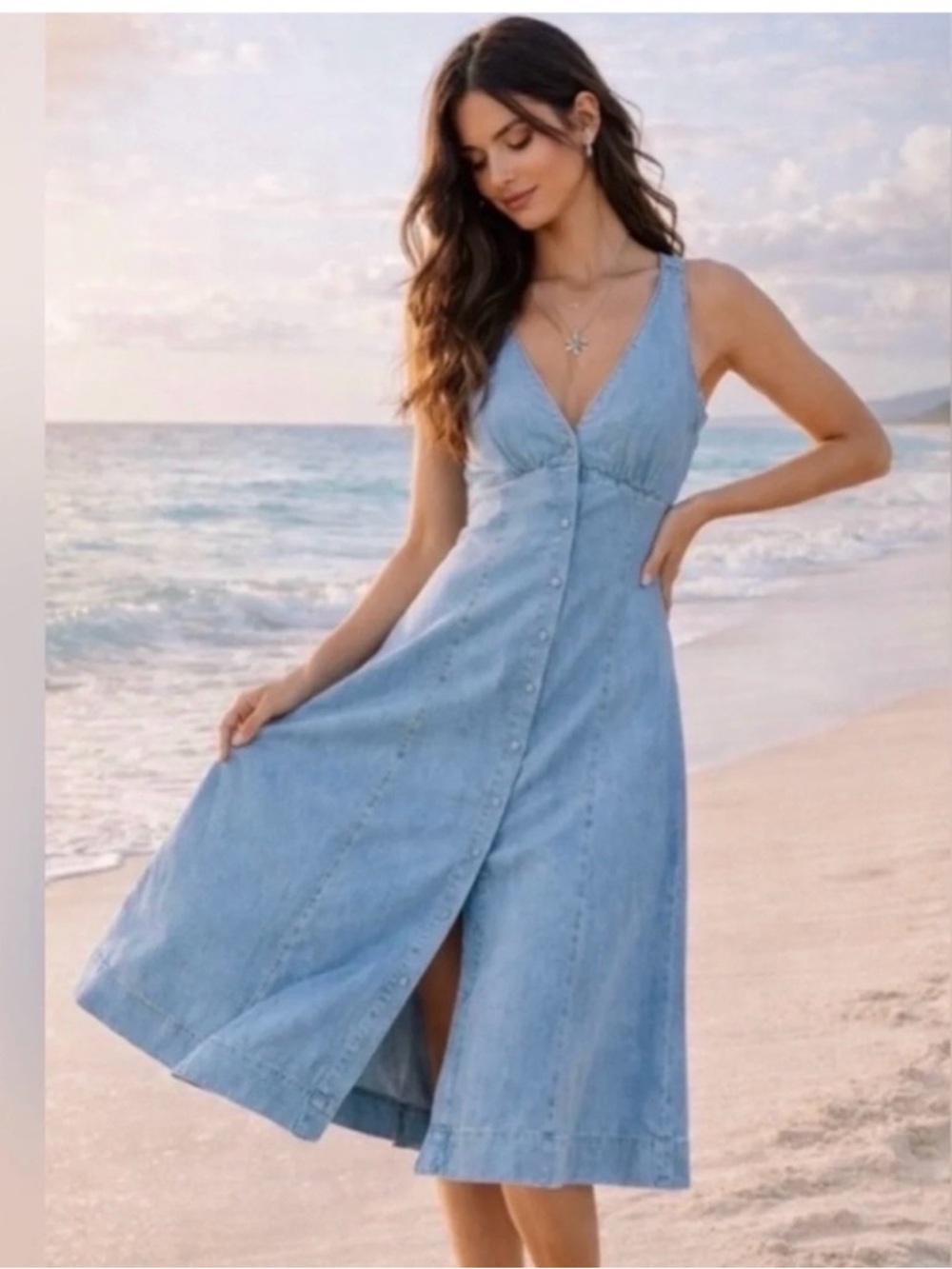 Reformation Sebastian Denim Midi Dress